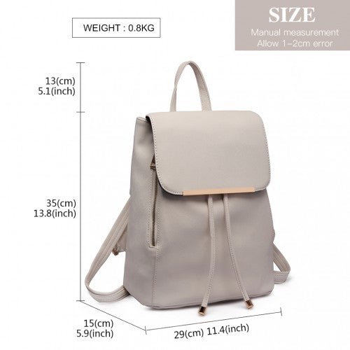 E1669 - Miss Lulu Faux Leather Stylish Fashion Backpack - Light Grey - Easy Luggage