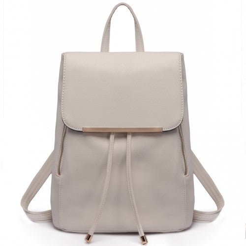 E1669 - Miss Lulu Faux Leather Stylish Fashion Backpack - Light Grey - Easy Luggage