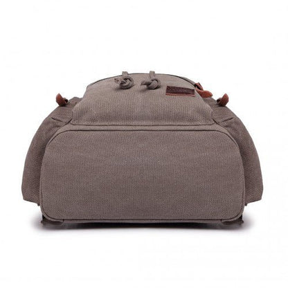 E1672 - Kono Large Multi Function Leather Details Canvas Backpack - Grey - Easy Luggage