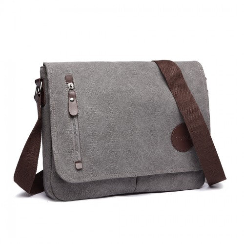 E1824 - 1 - Kono RFID - Blocking Retro Style Canvas Cross Body Messenger Bag - Grey - Easy Luggage