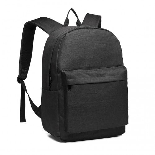 E1930 - Kono Durable Polyester Everyday Backpack With Sleek Design - Black - Easy Luggage