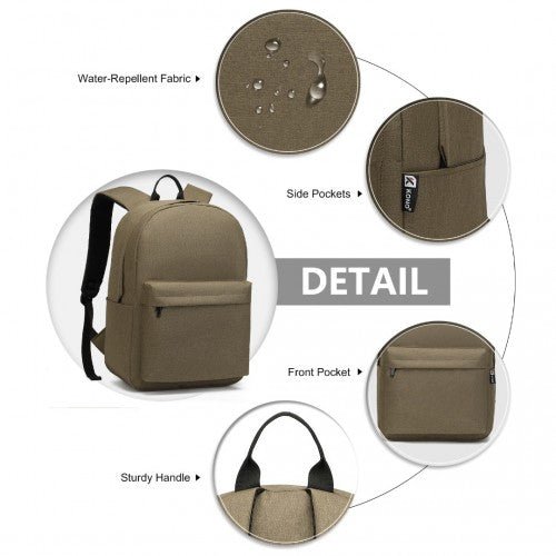 E1930 - Kono Durable Polyester Everyday Backpack With Sleek Design - Brown - Easy Luggage