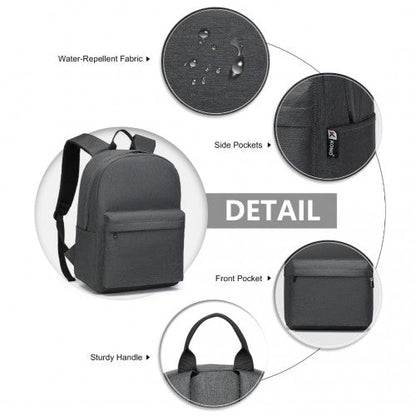 E1930 - Kono Durable Polyester Everyday Backpack With Sleek Design - Dark Grey - Easy Luggage