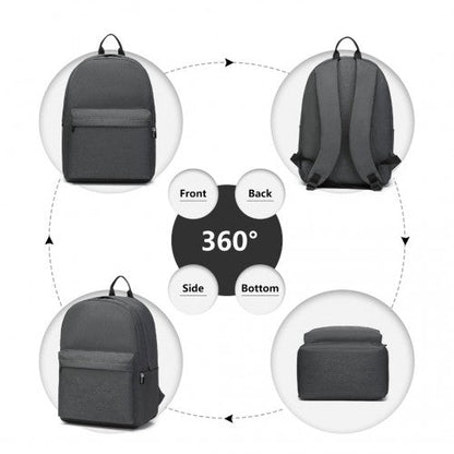 E1930 - Kono Durable Polyester Everyday Backpack With Sleek Design - Dark Grey - Easy Luggage