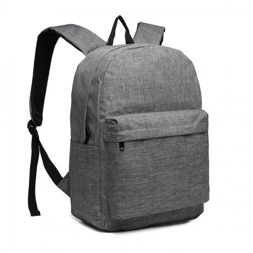E1930 - Kono Durable Polyester Everyday Backpack With Sleek Design - Grey - Easy Luggage