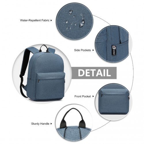 E1930 - Kono Durable Polyester Everyday Backpack With Sleek Design - Navy - Easy Luggage