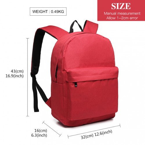 E1930 - Kono Durable Polyester Everyday Backpack With Sleek Design - Red - Easy Luggage