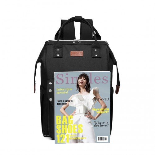 E1945 - KONO POLKA DOT MATERNITY BACKPACK BAG WITH USB CONNECTIVITY - BLACK - Easy Luggage