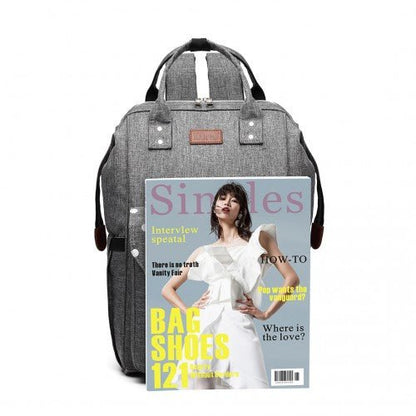 E1945 - KONO POLKA DOT MATERNITY BACKPACK BAG WITH USB CONNECTIVITY - GREY - Easy Luggage