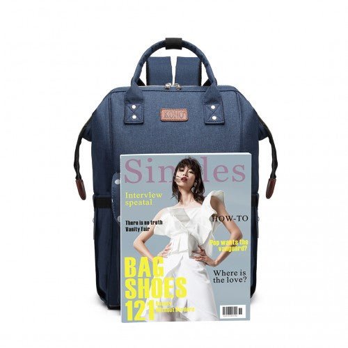 E1945 - KONO POLKA DOT MATERNITY BACKPACK BAG WITH USB CONNECTIVITY - NAVY - Easy Luggage