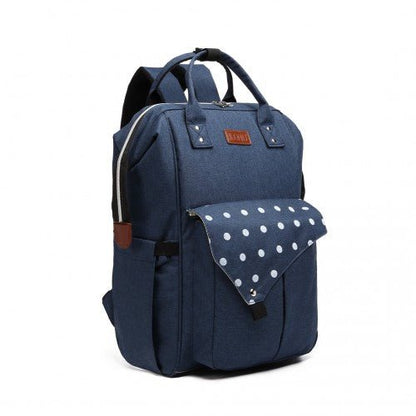 E1945 - KONO POLKA DOT MATERNITY BACKPACK BAG WITH USB CONNECTIVITY - NAVY - Easy Luggage