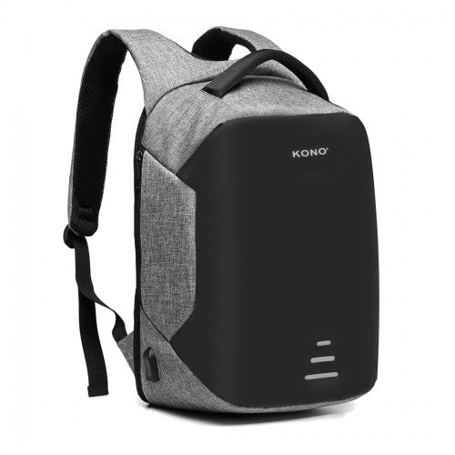 E1946 - KONO REFLECTIVE USB CHARGING INTERFACE BACKPACK - GREY - Easy Luggage