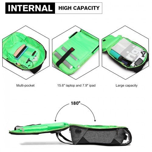 E1946 - KONO REFLECTIVE USB CHARGING INTERFACE BACKPACK - GREY - Easy Luggage