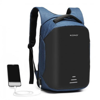 E1946 - KONO REFLECTIVE USB CHARGING INTERFACE BACKPACK - NAVY - Easy Luggage