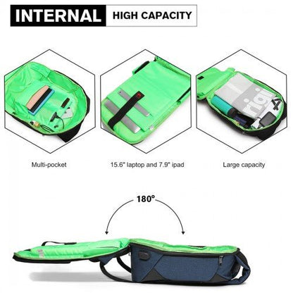 E1946 - KONO REFLECTIVE USB CHARGING INTERFACE BACKPACK - NAVY - Easy Luggage