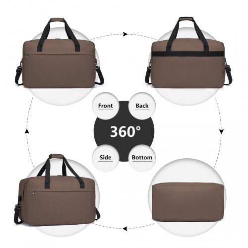 E1960L - Kono Lightweight Multi Purpose Unisex Sports Travel Duffel Bag - Brown - Easy Luggage