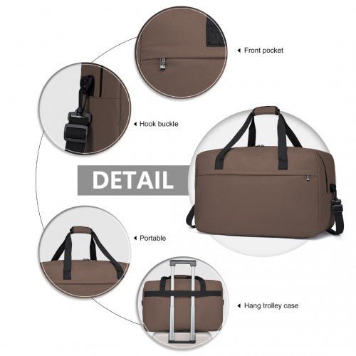 E1960L - Kono Lightweight Multi Purpose Unisex Sports Travel Duffel Bag - Brown - Easy Luggage