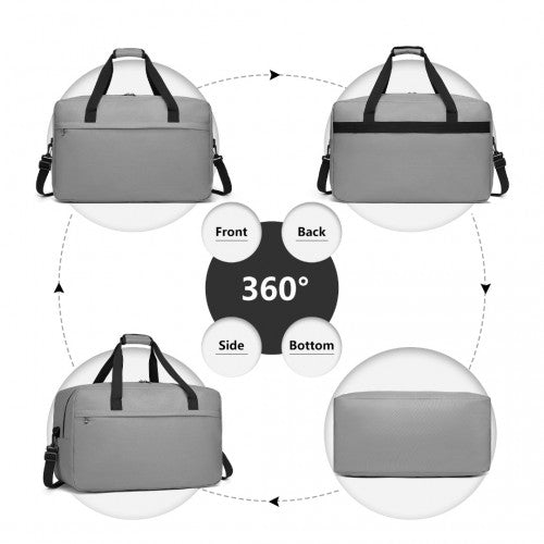 E1960L - Kono Lightweight Multi Purpose Unisex Sports Travel Duffel Bag - Grey - Easy Luggage