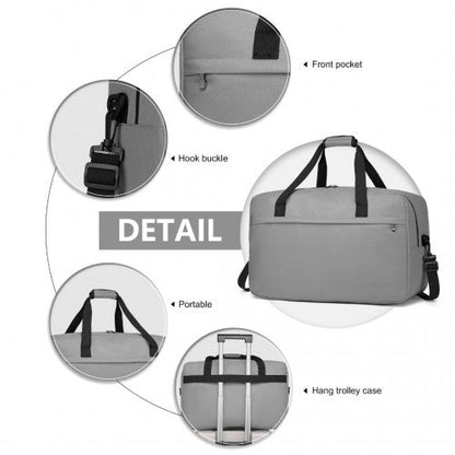 E1960L - Kono Lightweight Multi Purpose Unisex Sports Travel Duffel Bag - Grey - Easy Luggage