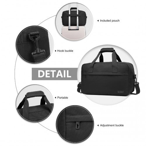 E1960M - Kono Lightweight Multi Purpose Unisex Sports Travel Duffel Bag - Black - Easy Luggage