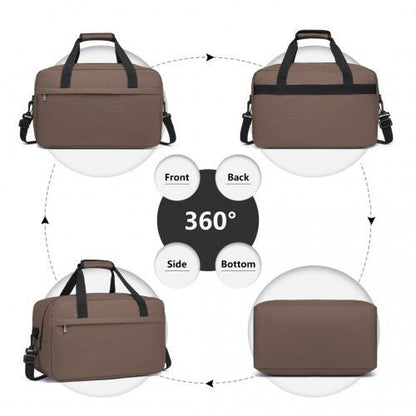 E1960M - Kono Lightweight Multi Purpose Unisex Sports Travel Duffel Bag - Brown - Easy Luggage