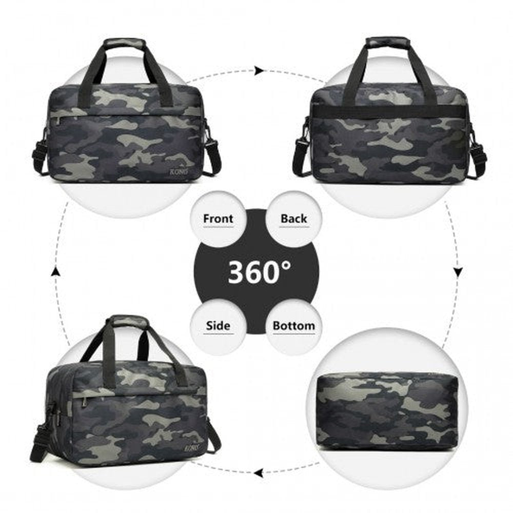 E1960M - Kono Lightweight Multi Purpose Unisex Sports Travel Duffel Bag - Camouflage - Easy Luggage