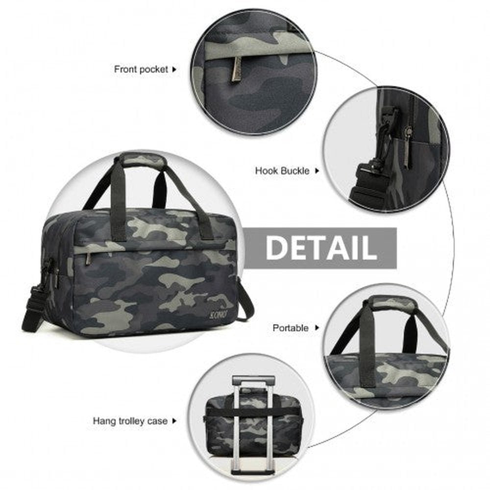 E1960M - Kono Lightweight Multi Purpose Unisex Sports Travel Duffel Bag - Camouflage - Easy Luggage