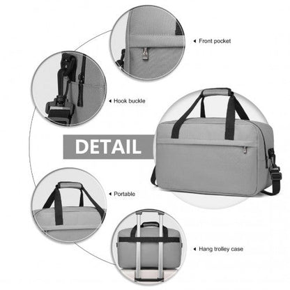 E1960M - Kono Lightweight Multi Purpose Unisex Sports Travel Duffel Bag - Grey - Easy Luggage