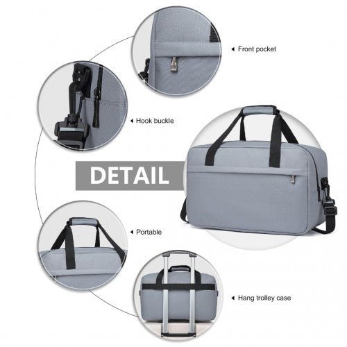 E1960M - Kono Lightweight Multi Purpose Unisex Sports Travel Duffel Bag - Light Grey - Easy Luggage