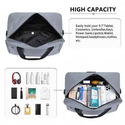 E1960M - Kono Lightweight Multi Purpose Unisex Sports Travel Duffel Bag - Light Grey - Easy Luggage