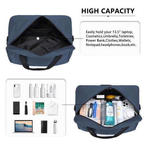 E1960M - Kono Lightweight Multi Purpose Unisex Sports Travel Duffel Bag - Navy - Easy Luggage