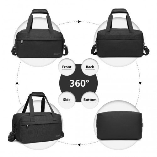 E1960S - Kono Lightweight Multi Purpose Unisex Sports Travel Duffel Bag - Black - Easy Luggage