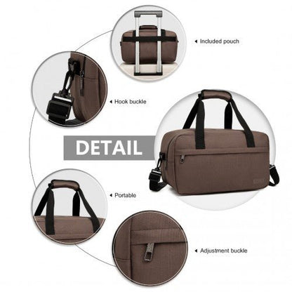 E1960S - Kono Lightweight Multi Purpose Unisex Sports Travel Duffel Bag - Brown - Easy Luggage