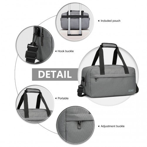 E1960S - Kono Lightweight Multi Purpose Unisex Sports Travel Duffel Bag - Grey - Easy Luggage