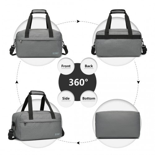 E1960S - Kono Lightweight Multi Purpose Unisex Sports Travel Duffel Bag - Grey - Easy Luggage