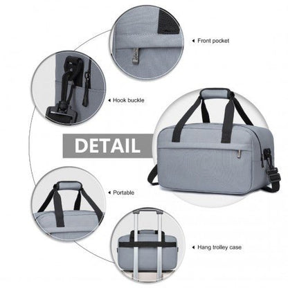 E1960S - Kono Lightweight Multi Purpose Unisex Sports Travel Duffel Bag - Light Grey - Easy Luggage