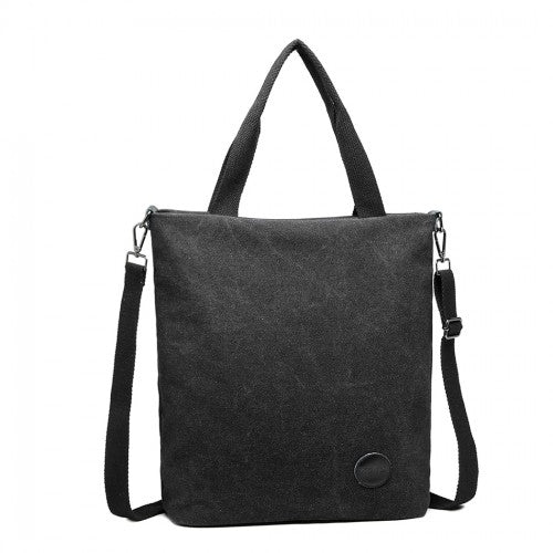 E1965 - Kono Large Canvas Unisex Messenger Bag - Black - Easy Luggage