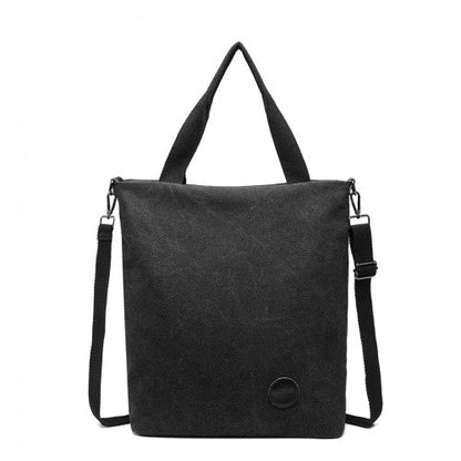 E1965 - Kono Large Canvas Unisex Messenger Bag - Black - Easy Luggage