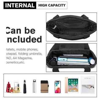 E1965 - Kono Large Canvas Unisex Messenger Bag - Black - Easy Luggage