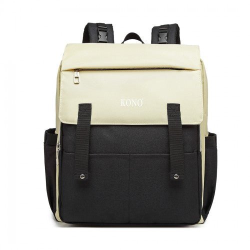 E1970 - Kono Multi Compartment Baby Changing Backpack with USB Connectivity - Black - Easy Luggage
