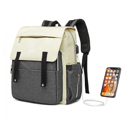 E1970 - Kono Multi Compartment Baby Changing Backpack with USB Connectivity - Grey - Easy Luggage