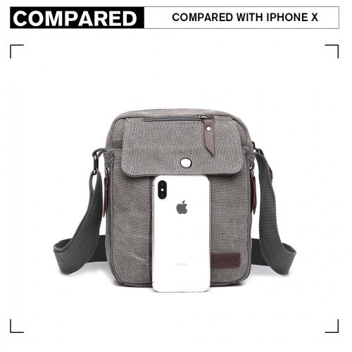 E1971 - Kono Multi Pocket Cross Body Shoulder Bag - Grey - Easy Luggage