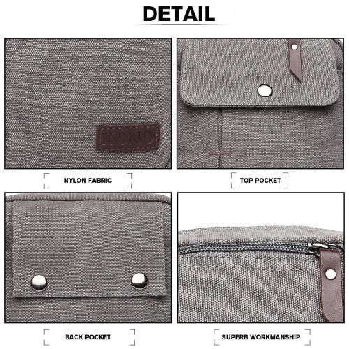 E1971 - Kono Multi Pocket Cross Body Shoulder Bag - Grey - Easy Luggage