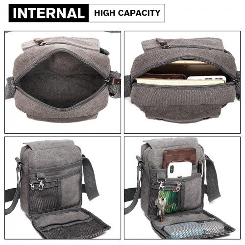 E1971 - Kono Multi Pocket Cross Body Shoulder Bag - Grey - Easy Luggage