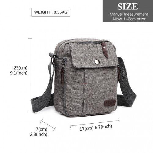 E1971 - Kono Multi Pocket Cross Body Shoulder Bag - Grey - Easy Luggage