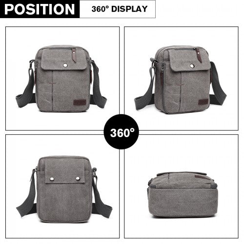 E1971 - Kono Multi Pocket Cross Body Shoulder Bag - Grey - Easy Luggage