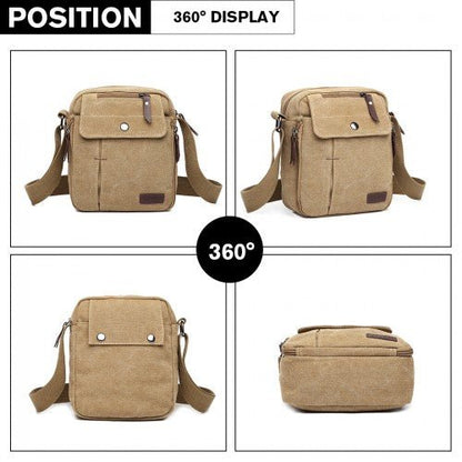 E1971 - Kono Multi Pocket Cross Body Shoulder Bag - Khaki - Easy Luggage