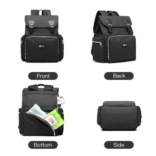 E1976 - Kono Travel Baby Changing Backpack with USB Charging Interface - Black - Easy Luggage