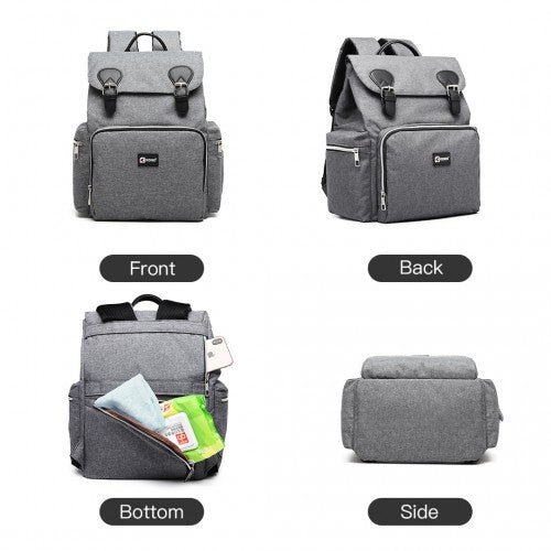 E1976 - Kono Travel Baby Changing Backpack with USB Charging Interface - Grey - Easy Luggage