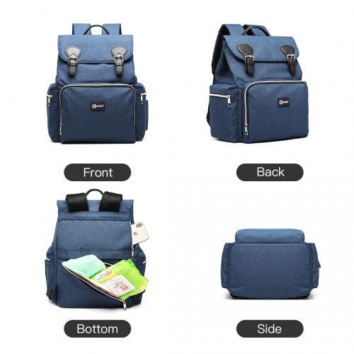 E1976 - Kono Travel Baby Changing Backpack with USB Charging Interface - Navy - Easy Luggage